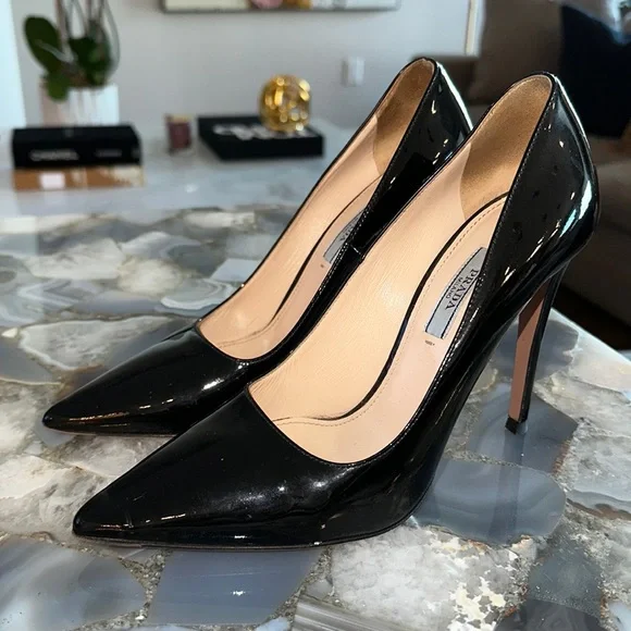 Prada | Shoes | Prada Black Patent Heels In Excellent Condition